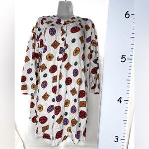 Vanity‎ Fair Five to Nine White & Medallions Pajama Nightgown L/XL